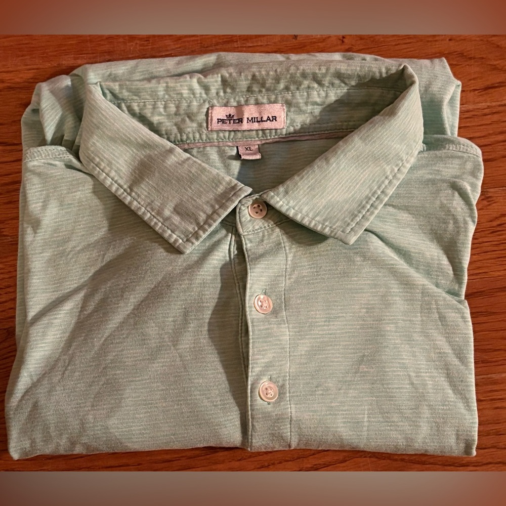 Peter Millar Crown Crafted Journeyman Short Sleeve Polo Shirt Green Frost XL